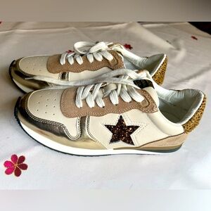 Vintage Havana Two Tone Metallic Gold Sneakers